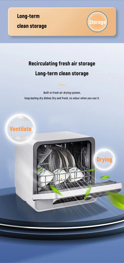 Tabletop Dishwasher Machine Automatic Stainless Steel Countertop  Portable Smart Mini Dishwashers  for Home