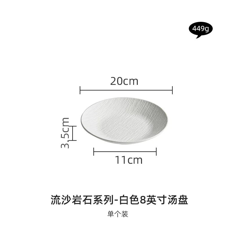 Black and white ceramic tableware, plates, plates, household eating bowls, soup bowls, high-end luxury Japanese tableware sets.