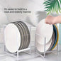 1pc Sleek Metal Dish Rack Set, Space-Saving Tiered Shelf Organizer, Plate & Utensil Holder, Pull-Out Design, Kitchen Storage