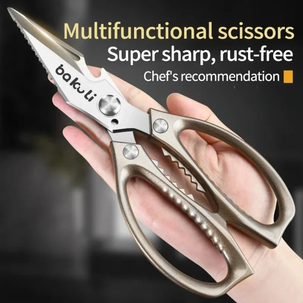 Japanese High-Carbon Steel Poultry Shears - Heavy Duty Kitchen Scissors for Chicken, Meat, Seafood & Bones
