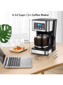 SOKANY Programmable Drip Coffee Maker 12 Cup With 24H Timer Strong Brew LCD Display Keep Warm Auto Shut Off for Home Kitchen