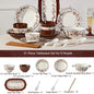 Retro Rose Household Anti-Slip full travel dish set is very luxurious luxury bowl kitchen dinner sets ceramic plates porcelain