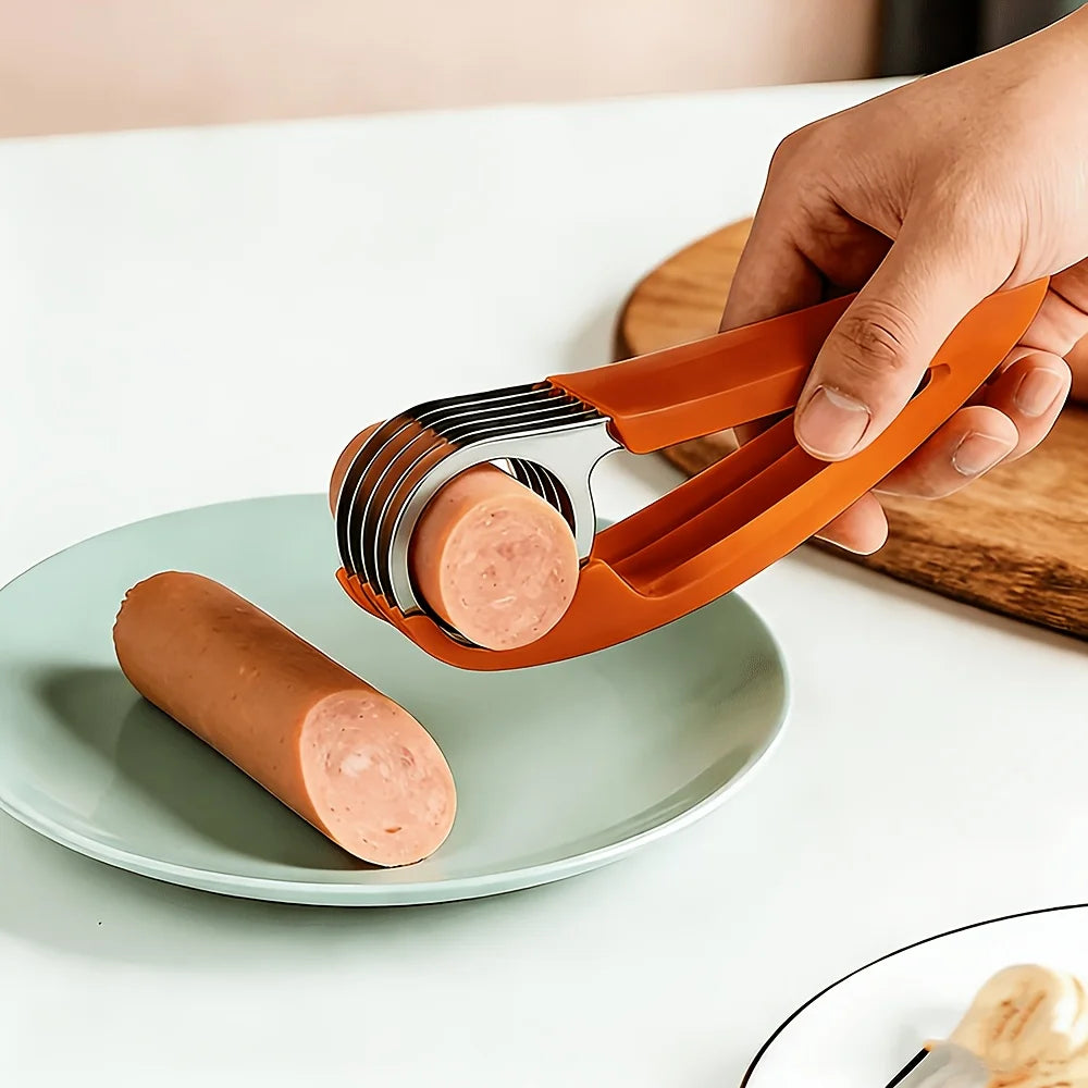 Banana Slicer (ABS + Stainless Steel) – Fruit and Vegetable Slicer/Cutter; Suitable for Bananas, Strawberries, and Grapes (1-Pack)