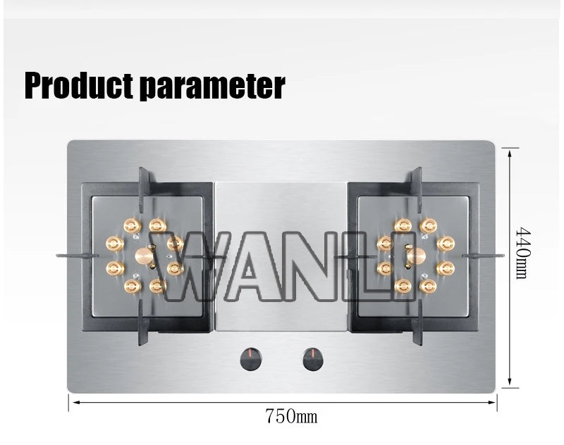2025 419D 7.0KW Stainless Steel Double-head Fierce Stove /Household  Embedded Dual-Purpose Natural Liquefied Gas Stove