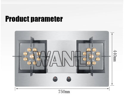 2025 419D 7.0KW Stainless Steel Double-head Fierce Stove /Household  Embedded Dual-Purpose Natural Liquefied Gas Stove