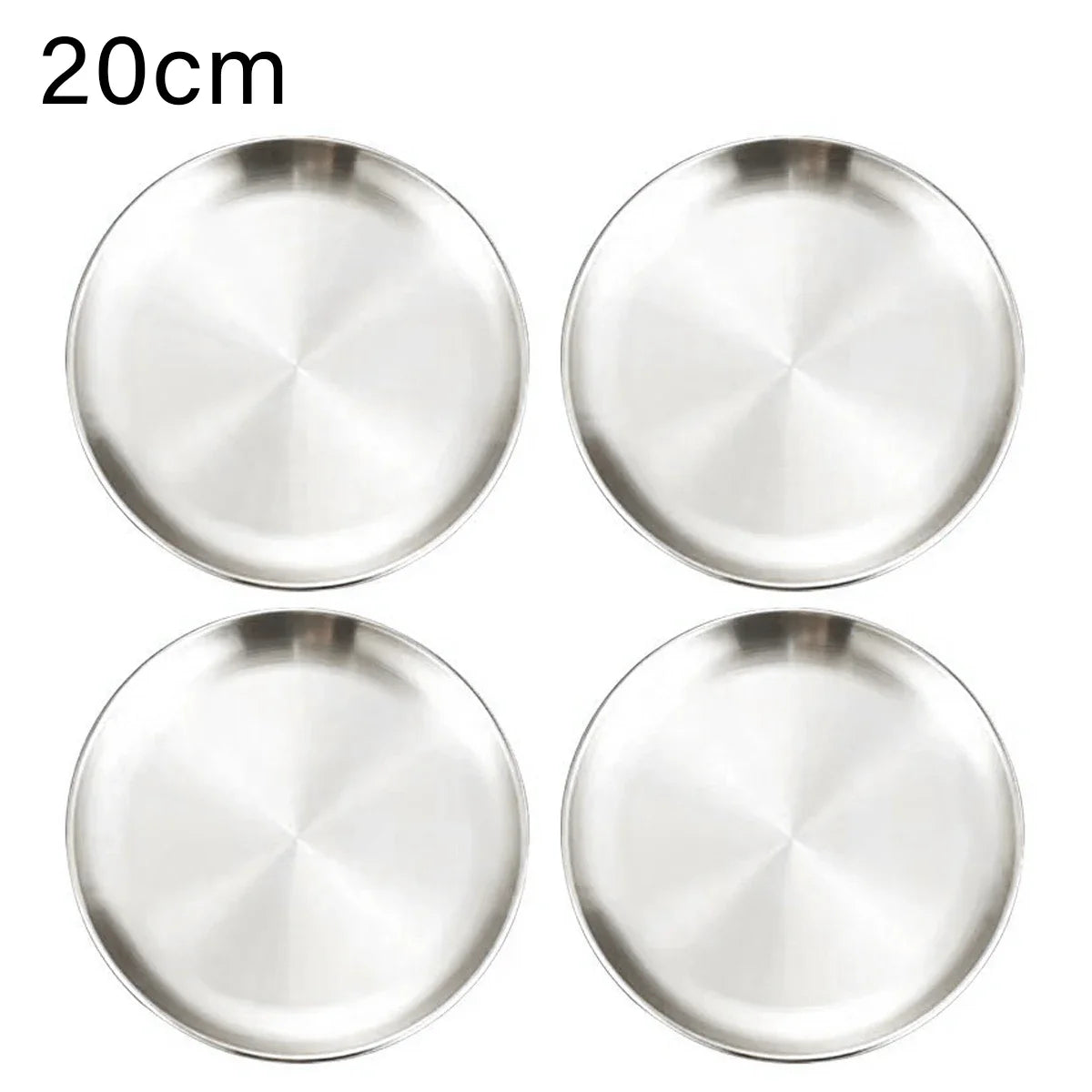 4Pcs Stainless Steel Plate Tray, Dining Tray, Steak Plate, Barbecue Plate, Korean Stainless Steel Circular Barbecue Plate