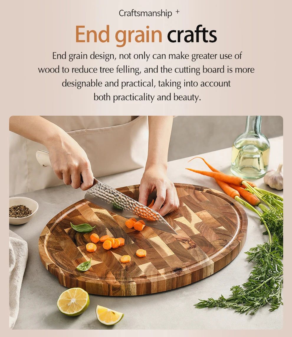 XINZUO Acacia Wood Cutting Board Cut Bread Fruit Meat Quality Kitchen Wooden Chopping Blocks Non-slip Kitchen Tools