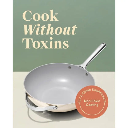 12 Non-Stick Wok-Style Pan with High Slopes and Stainless Steel Handles in Navy