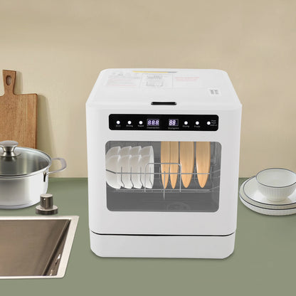 Portable Mini Countertop Dishwasher 39*43*46cm/15.35*16.92*18.11in- US Standard Household Energy-Saving Efficient with LED Display Bowl Rack Chopsticks Rack