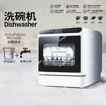 Portable Countertop Dishwasher No Installation Smart High Temp Drying Household Washer
