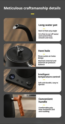1L Stainless Steel Electric Kettle, Auto Shut-Off, for Pour-Over Coffee/Tea, Smart Temp Control & Mechanical Models