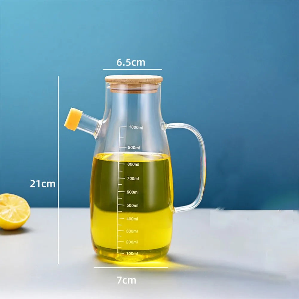 New Food-grade Oil Dispenser Bottle Large Capacity 900/1000ML Oil Storage Container Leak-Proof Glass Oil Pot Kitchen Tools