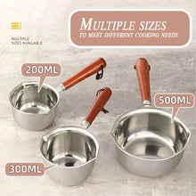 316Stainless Steel Oil Pot Mini Hot Milk Pan Frying Pan Wooden Handle Small Saucepan Boiling Butter Melt Pot Kitchen Accessories