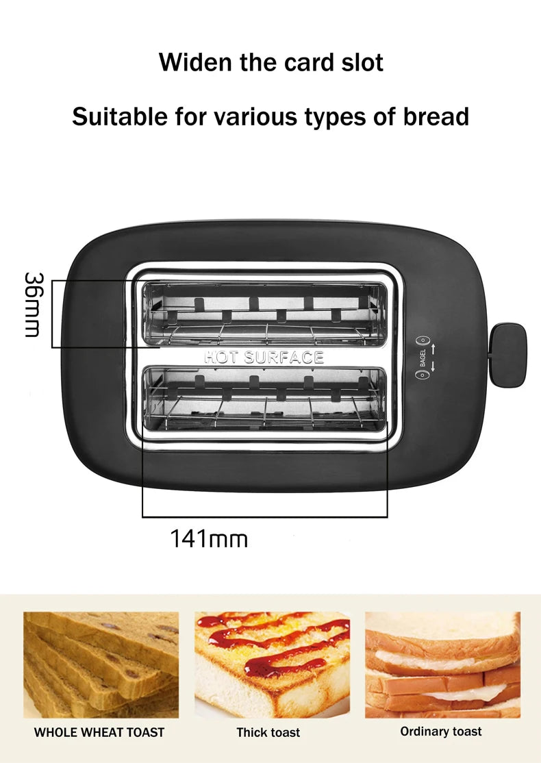 110V/220V Electric Toaster Automatic Bread Baking Machine Stainless steel Household Breakfast Toast Oven Sandwich Grill 2 Slice