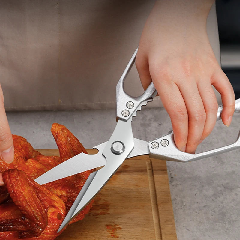 Kitchen Scissors Multi-functional Stainless Steel Aluminum Handle Household Scissors for Cutting Chicken and Fish Special Shears
