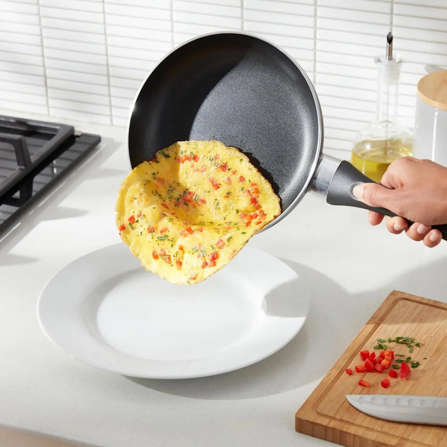 Ceramic Non-Stick Cookware 8-Piece Set with Cool-Touch Handles and Spiral Bottom for Even Heating