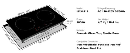 SucceBuy 2 Burners Electric Induction Cooktop Stove Hob Built-in Burner Cooker Sensor Touch Control Magnetic Cooker Hot Plate