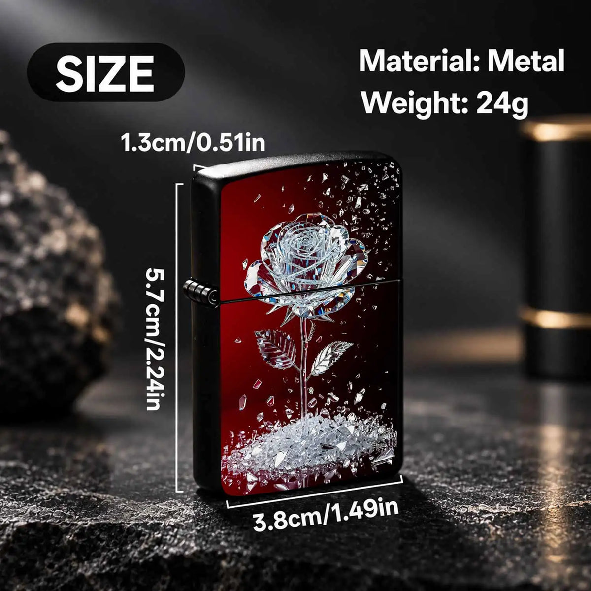 Exquisiteshattered Rose Themed Lighter, Artistic Cut Iridescentbody, Aesthetic Creative Practical Goodie, Ideal Gift For Birthdays And Festivals, Suitable For Daily Outings And All Scenarios, High-Value Unique Personal A Humo