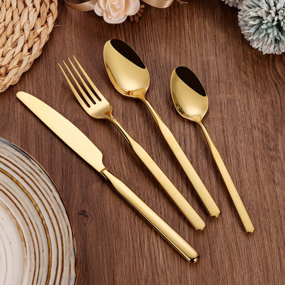 4/6/12/16/18/20/24Pcs Gold Cutlery Set Stainless Steel 304 Tableware Elegant Western Knife Fork Spoon Mirror Dinner Set