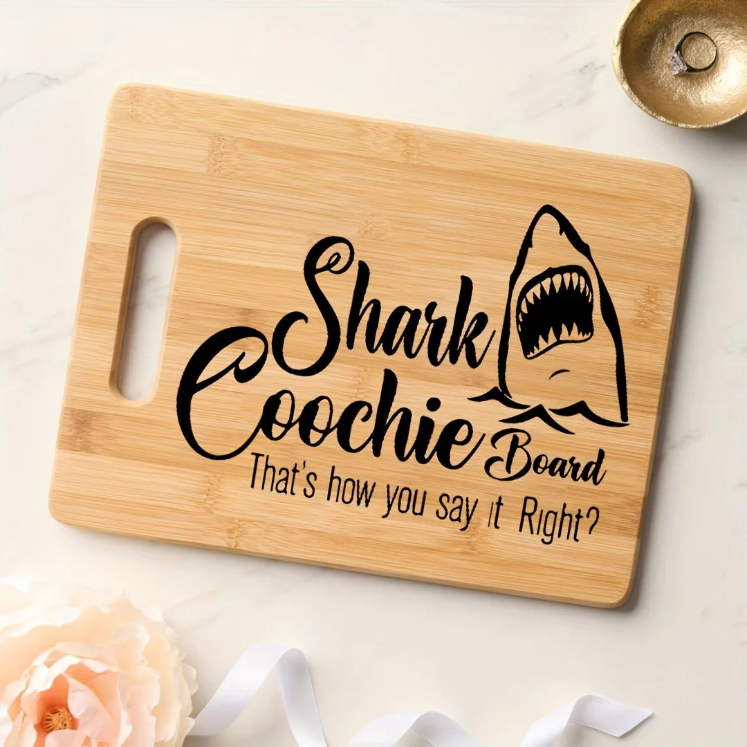 Bamboo Great Shark Engraved Cutting Board - Humorous Kitchen Decor, Perfect Housewarming Gifts，Outdoor camping, dinner party