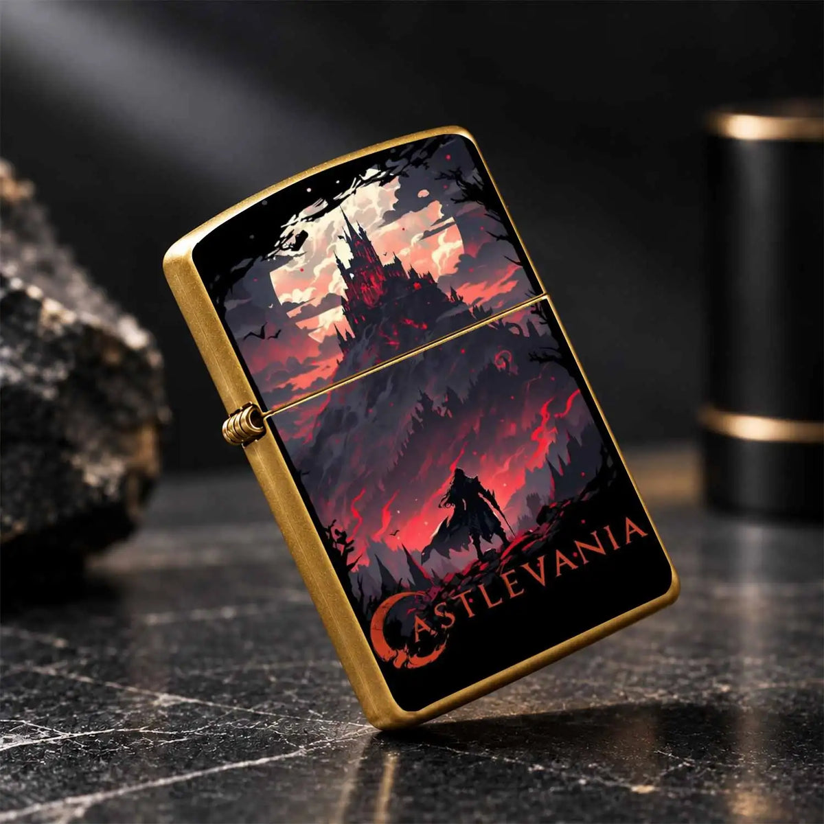 Retro Castlevania Themed Lighter, Dark Gothic Red Moon Castle Creative Peripheral, Portable Multi-Scene Ignition Tool, Unique Collectible Decor, Ideal Gift For Anime Fans, Exquisite Atmospheric Souvenir For Daily Use A Humoro