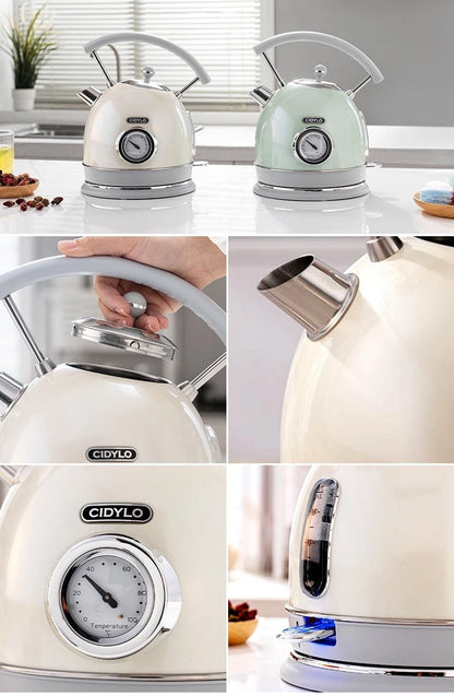 220V-240V Electric Water Kettle 1.8L 1800W 304 Stainless Steel With Thermometer Electric Boiling Coffee Tea Pot