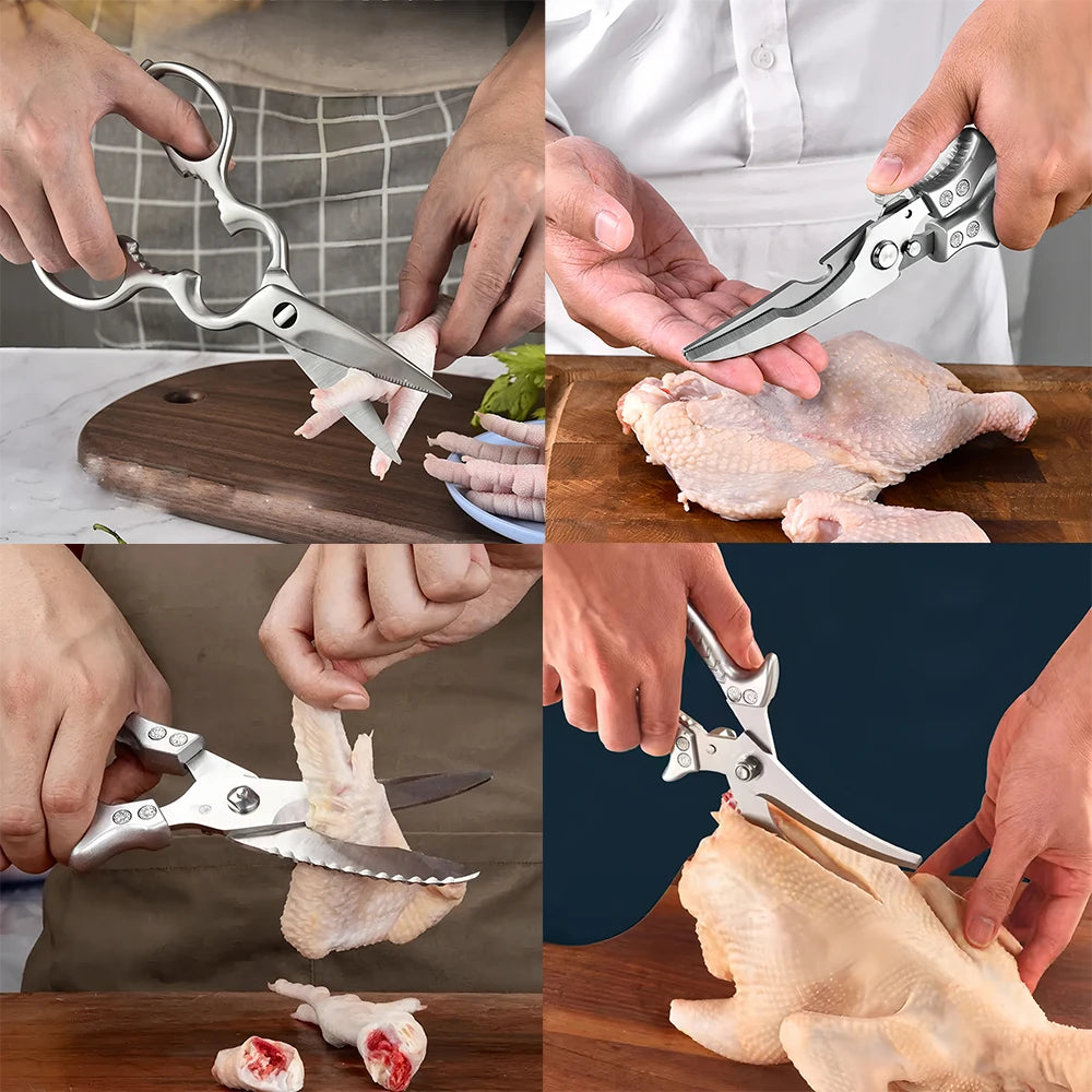1/2/3/4PCS，Chicken Bone Kitchen Scissors Kitchen Duck Fish Cutter Stainless Steel BBQ Scissors Food Scissors Kitchen Accessories