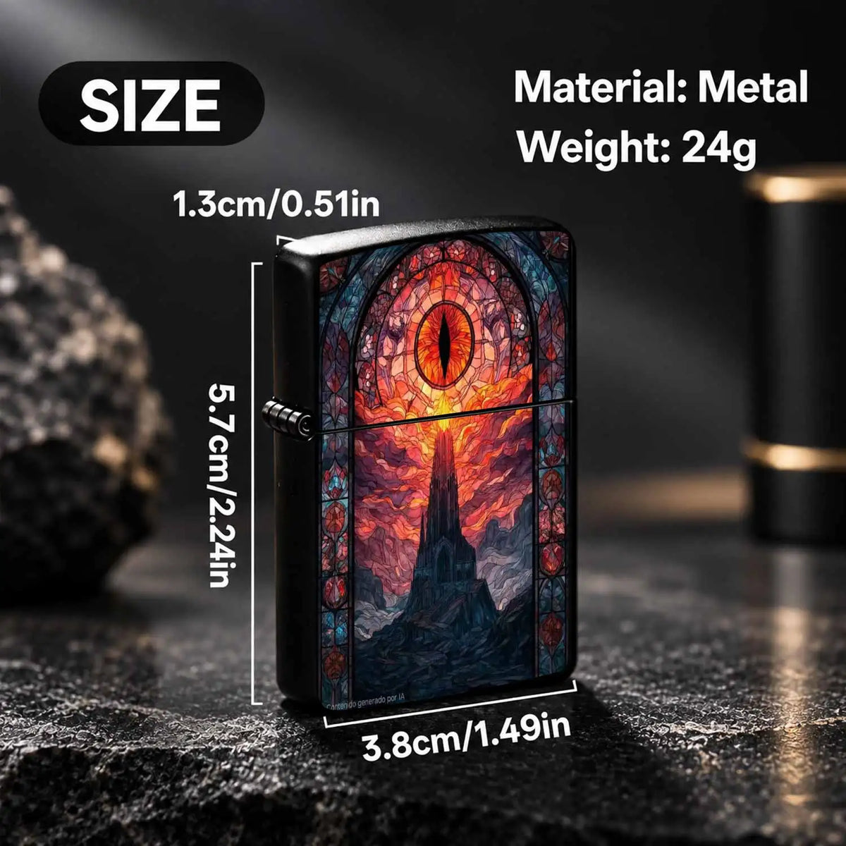 Creative Stained Glass Style Eye Of Sauron & Dark Tower Themed Lighter, Artistic Aesthetic Portable Accessory For Daily Use, Outdoor Camping, Lighting Candles Incense, Unique Exquisite Gift For Fantasy Art Fans, Multi-Scenari