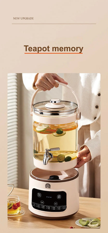 1200W/3L Home Electric Kettle Multifunctional Health Pot Glass Flower Teapot Soup Stew Pot Commercial Faucet Fruit Tea Bucket