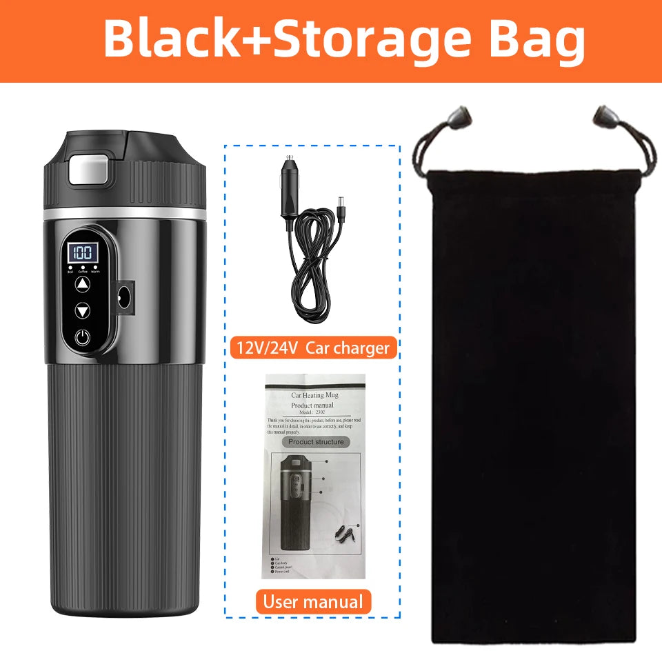 12V/24V Car Kettle Portable Electric Travel Kettle Car Heater 500ML Hot Water Boiler Small Hot Water Heater For Tea Coffee Milk