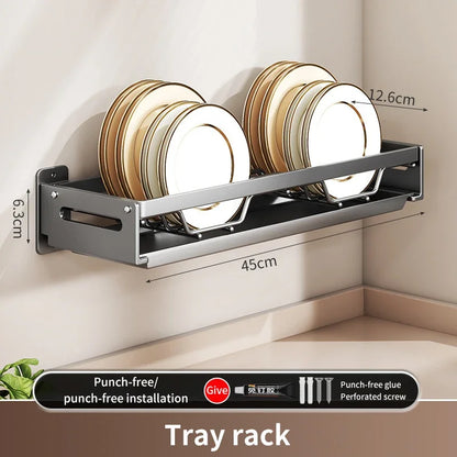 Floating Wall Drainer for Kitchen Dishes Multifunction Divider Spoon Kitchen Accessories Holder Organizers Storage Shelf Rack