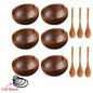 12-15cm  Natural Coconut Bowl set wooden Salad Ramen bowl Coconut Wood Spoon Set coco smoothie Kitchen tableware Coconut bowl