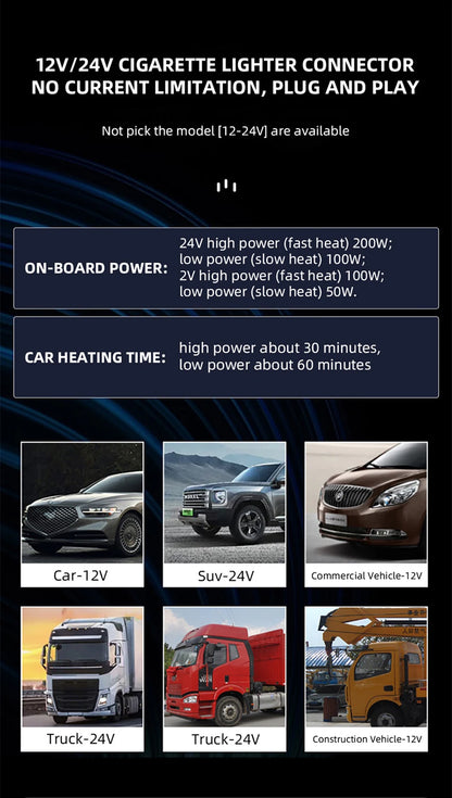 1.3L&1.5L Car Kettle 12V24V Truck Specific Heating And Insulation Integrated Intelligent 304 Stainless Steel Electric Kettle