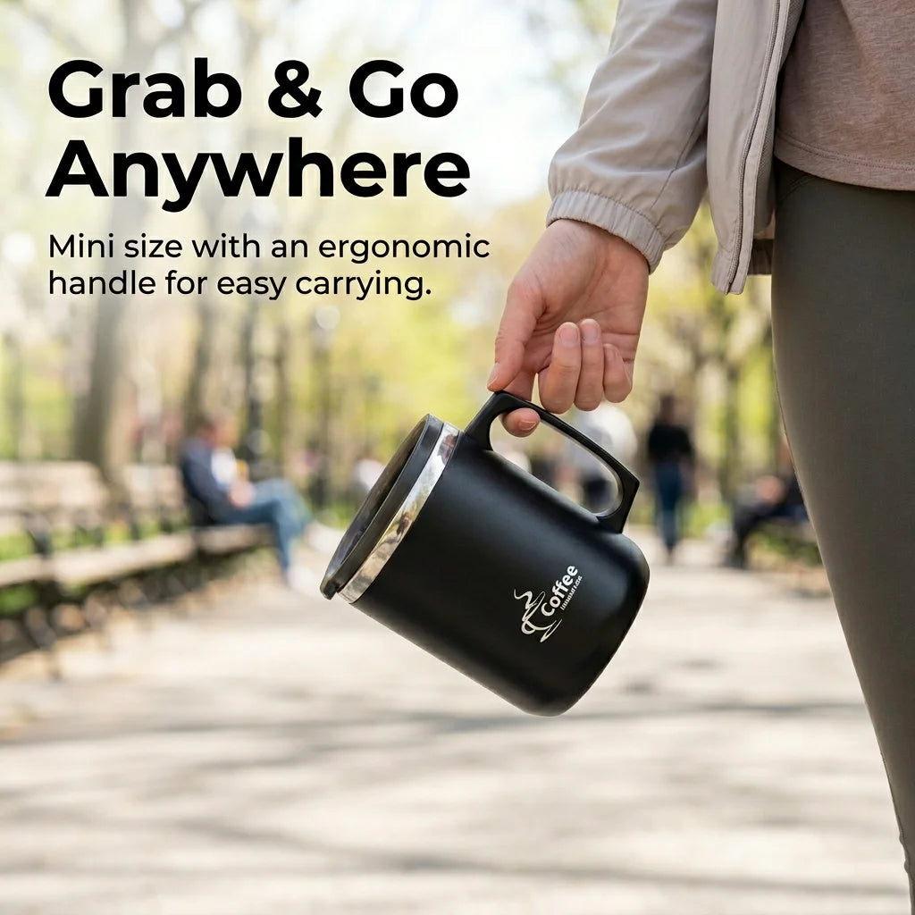 Travel Thermal Coffee Mug Tumbler With Handle 304 Stainless Steel Insulated Cup Leakproof Thermos Water Bottle Mini Dual Drink