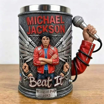 300ml Michael Jackson Beer Mug 304 Stainless Steel Liner Premium Resin Exterior Cup