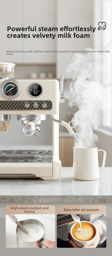 Semi-Automatic Espresso Coffee Machine, Dual Pump Cold & Hot Brew, Built-in Grinder, High Pressure 20 Bar, Compact Home Espresso