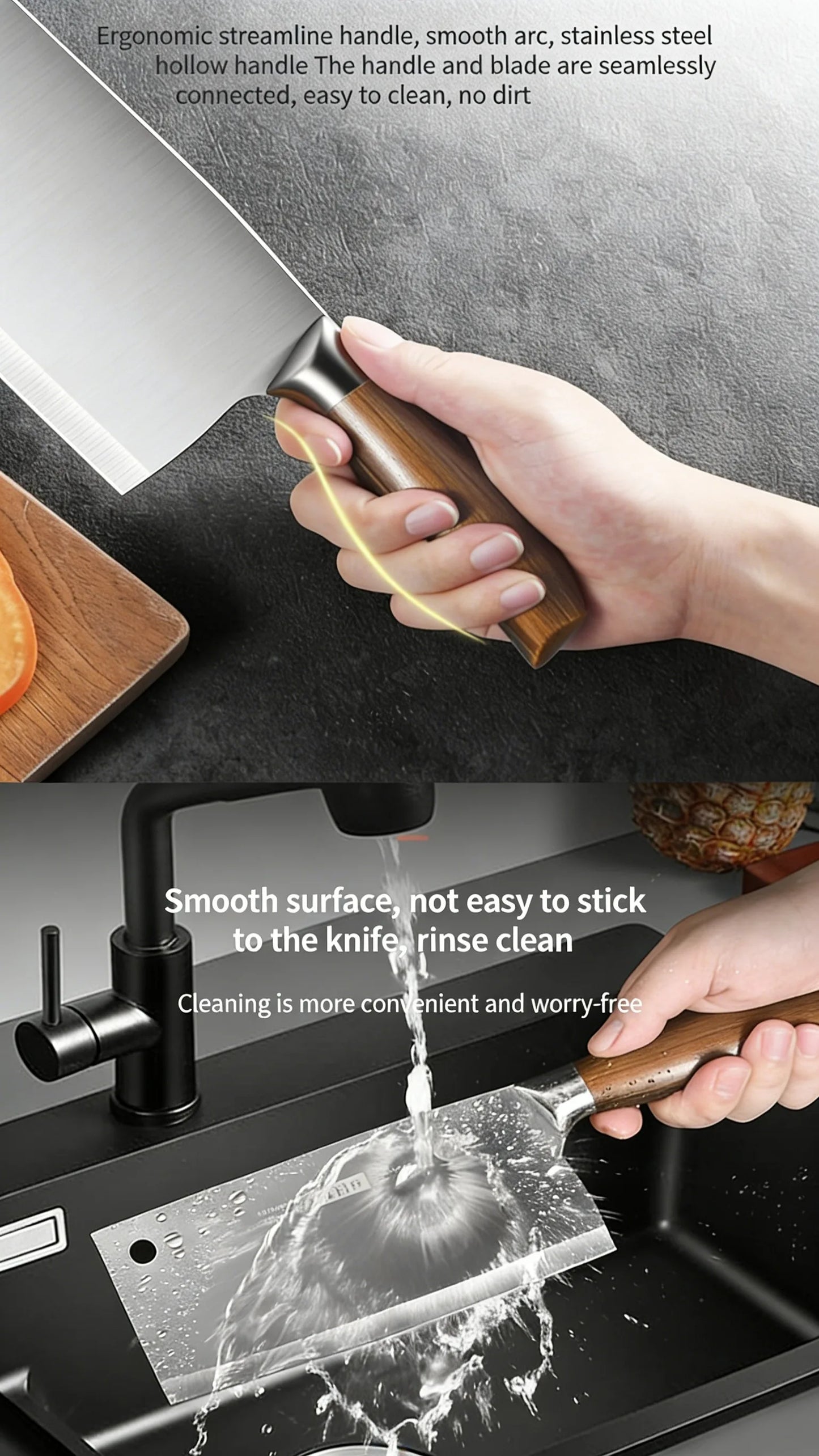 New Upgaded Complete 4-Piece Knife Set with Box - Stainless Steel Cleaver, Chef, Slicing & Paring Knives for All Kitchen Needs