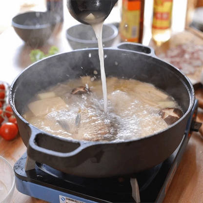 Kitchen Cookware Non-Stick Cast Iron Skillet Flat Bottomed Double Handle Frying Pan Thickened Non-coated Wok Outdoor