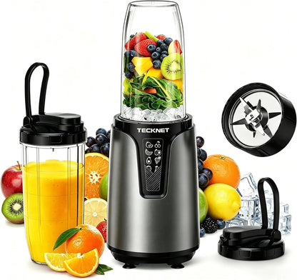 Personal Blender Smoothie Maker, 1000W Powerful 25,000PRM, Blends Frozen Fruit & Ice, 2x600ml