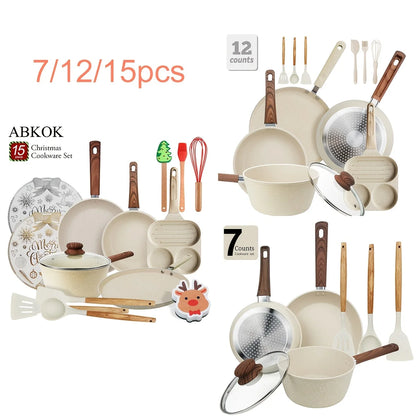 15/12/7pcs POTS And Pans Set, Non-stick Cookware Set, Induction Cookware Non-stick Cooking Set, Including Frying Pan, Pan, Steam
