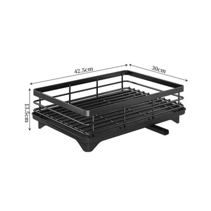Kitchen Dish Drain Rack Plates Bowls Chopsticks Carbon Steel Storage Rack with Drain Board Sink Countertop Tableware Storage