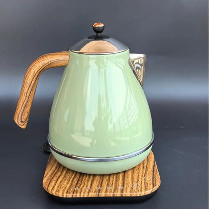 1.7L Vintage Wooden Grain Electric Kettle 304 Stainless Steel Boiling Water Kettle Temperature Control Electric Teapot 220V