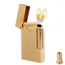 JT.Dunant Lighter Ding Sound Brass Metal Refillable Butane Cigar Cigarette Lighters Fuel Men Smoking Accessory