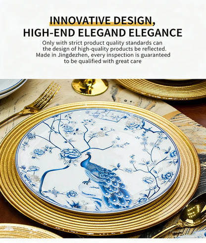 Blue And White Porcelain Tableware Set 18/28/56/30pcs Ceramics Dish Sets Full Set Luxury China Dinnerware Set For 4/6/10 Persons