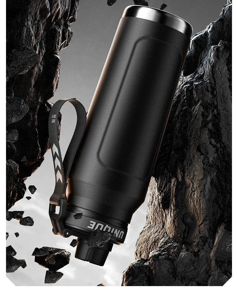 1L Insulated Cold Water Bottle Thermos Stainless Steel Tumbler Qutdoor Sports Handle Vacuum Flasks Double Wall Cup