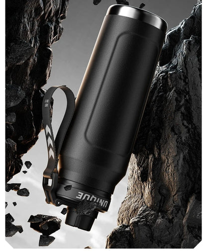 1L Insulated Cold Water Bottle Thermos Stainless Steel Tumbler Qutdoor Sports Handle Vacuum Flasks Double Wall Cup