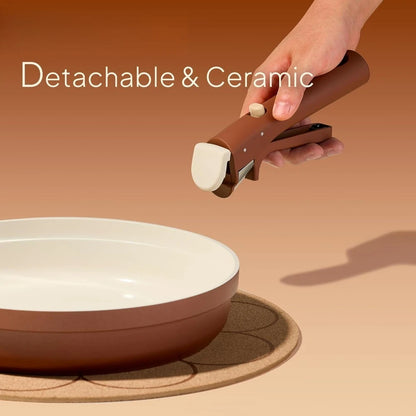 US Shipping Ceramic Nonstick Cookware Set 22 Pcs Detachable Pots and Pans Oven Dishwasher Safe Induction Kitchen Utensil Gift