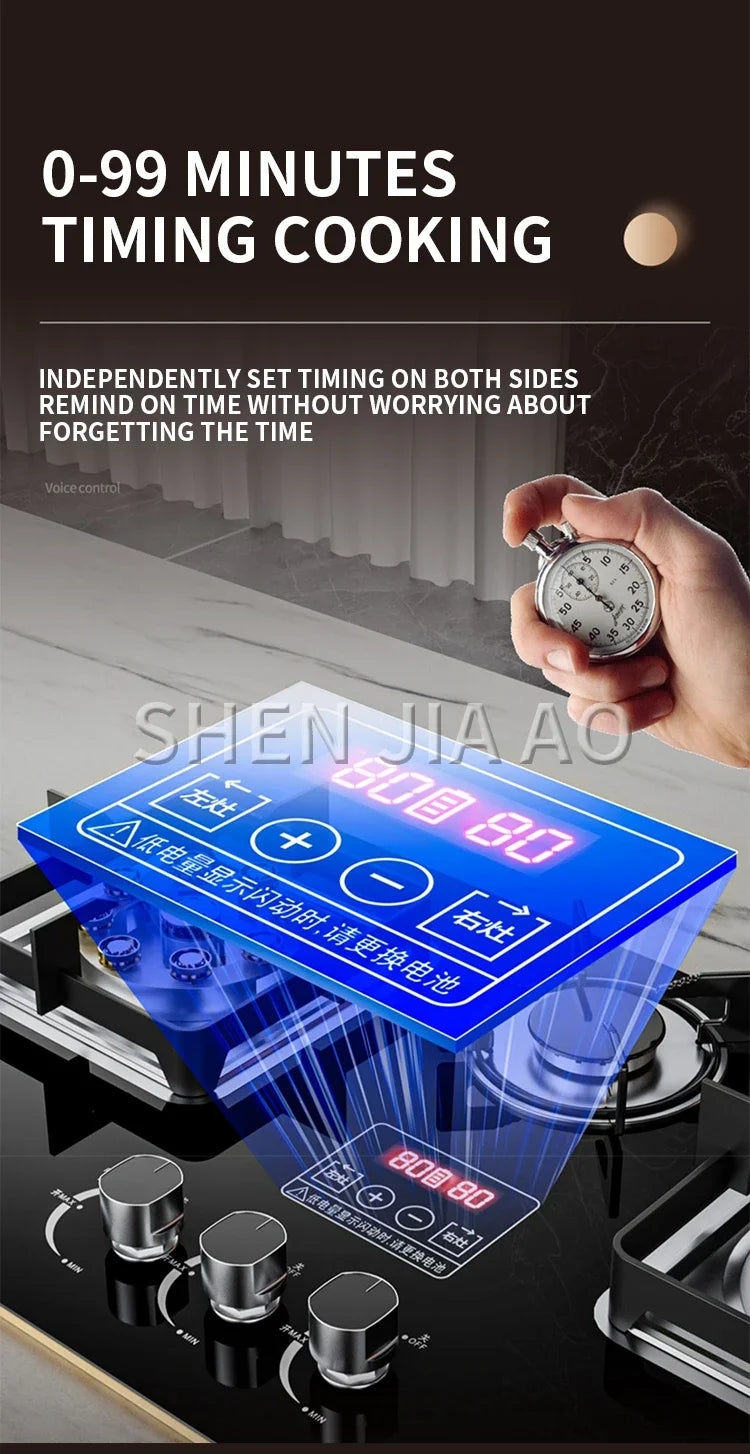 7.2KW Gas Stove Household Three Stove Timing Table Embedded Dual-purpose Natural Gas Liquefied Gas Fire Stove
