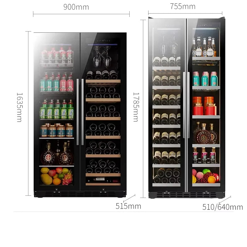 Ultra-Thin Double-Door Wine Cabinet with Constant Temperature Embedded Ice Bar Refrigerator for Home Party Wine Coolers Chillers