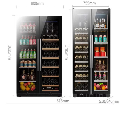 Ultra-Thin Double-Door Wine Cabinet with Constant Temperature Embedded Ice Bar Refrigerator for Home Party Wine Coolers Chillers